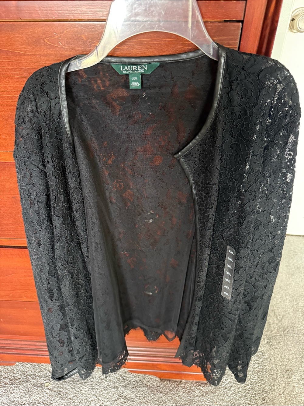 Lauren Ralph Lauren Black Lace Overlay Top